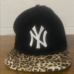 Black and Leopard NYY Cap